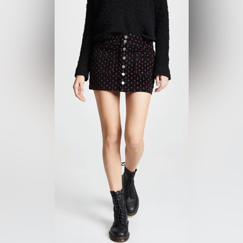 Free People We The Free Size 24 Black Joani Corduroy Mini Skirt